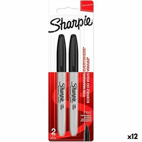 Set of Felt Tip Pens Sharpie Black 2 Pieces (12 Units)
