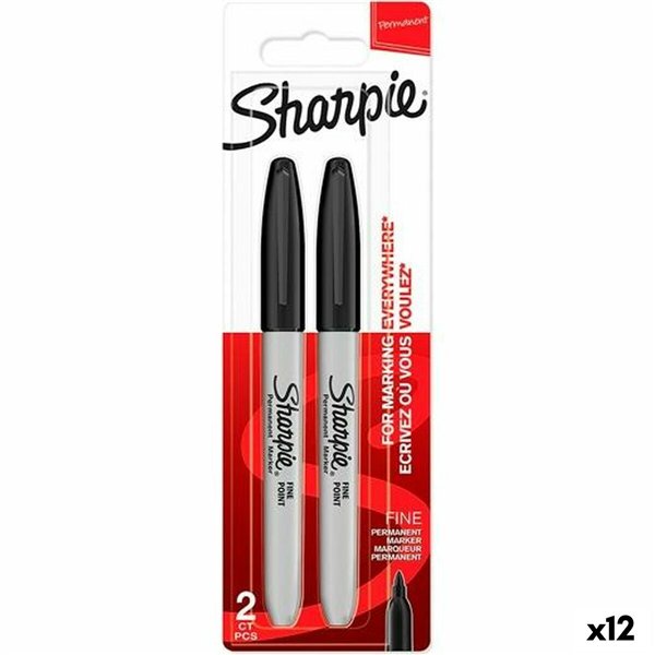 Set of Felt Tip Pens Sharpie Black 2 Pieces (12 Units)