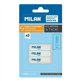 Eraser Set Milan AFILABORRA STICK White 3 Pieces (12 Units)