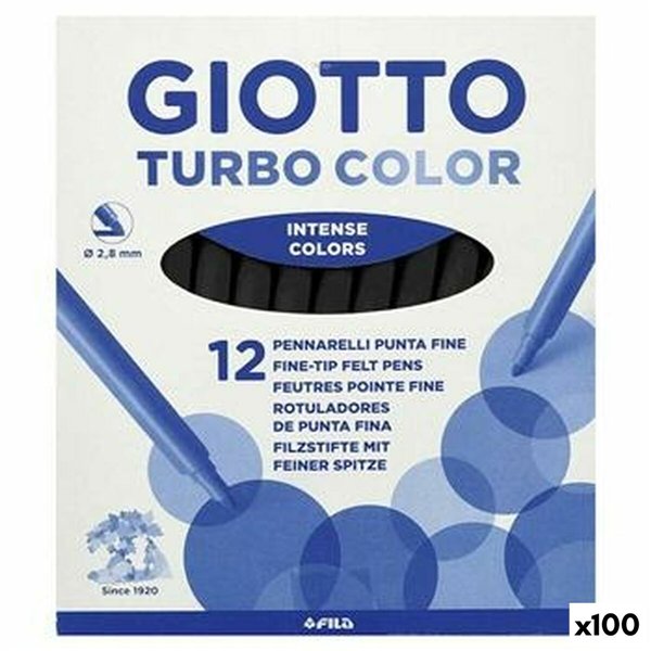 Set of Felt Tip Pens Giotto TURBO COLOR Black 12 Pieces (100 Units)