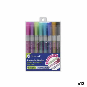 Set of Felt Tip Pens Bismark BICOLOR Multicolour 8 Pieces (12 Units)