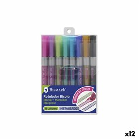 Set of Felt Tip Pens Bismark BICOLOR Multicolour 8 Pieces (12 Units)