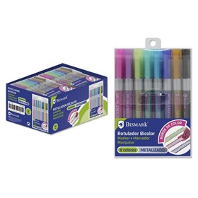 Set of Felt Tip Pens Bismark BICOLOR Multicolour 8 Pieces (12 Units)