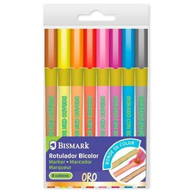 Set of Felt Tip Pens Bismark Lettering Bicolor Multicolour Golden 8 Pieces (12 Units)