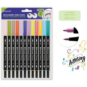 Set of Felt Tip Pens Bismark LETTERING Multicolour 12 Pieces (6 Units)