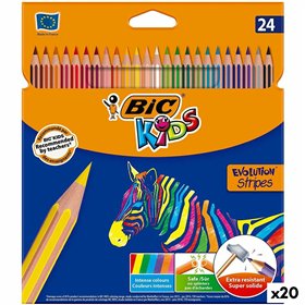 Colouring pencils Bic KIDS EVOLUTION STRIPES Multicolour 24 Pieces (20 Units)
