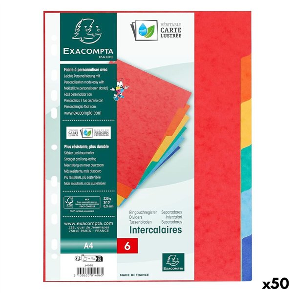 Seperators Exacompta NATURE FUTURE Multicolour A4 (50 Units)