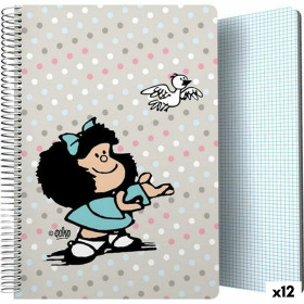 Notebook Mafalda Bird Multicolour Din A4 80 Sheets (12 Units)