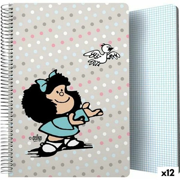 Notebook Mafalda Bird Multicolour Din A4 80 Sheets (12 Units)