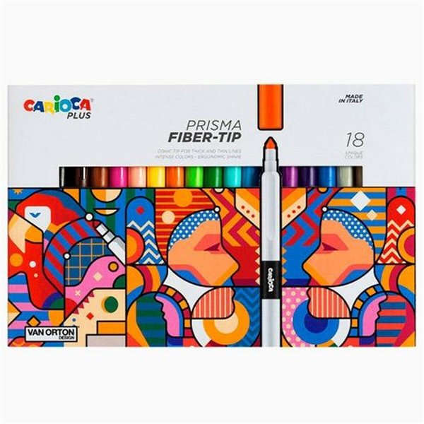Set of Felt Tip Pens Carioca Prisma Multicolour 18 Pieces (6 Units)