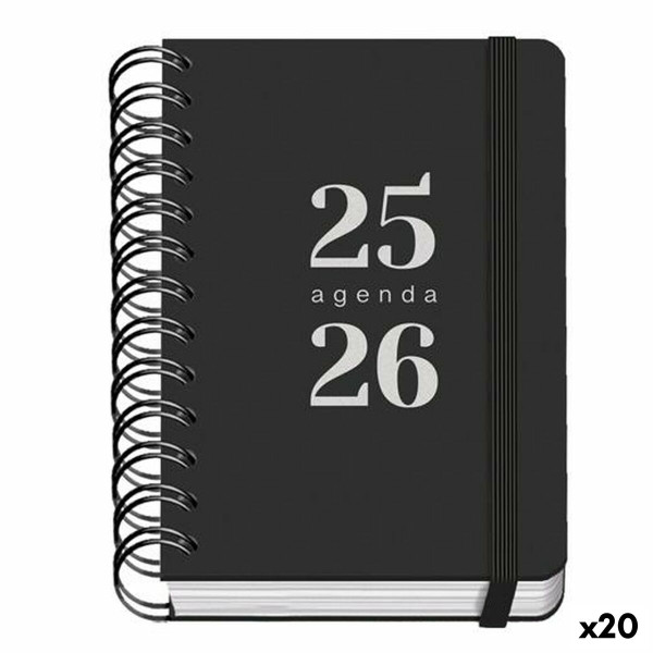 Diary DOHE GRAMMAR Black A6 120 x 170 mm 2025-2026 (20 Units)