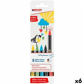 Set of Felt Tip Pens Edding New Glitter Multicolour 5 Pieces (6 Units)