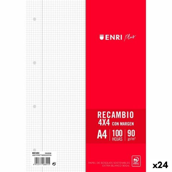Replacement sheets ENRI White A4 100 Sheets (24 Units)