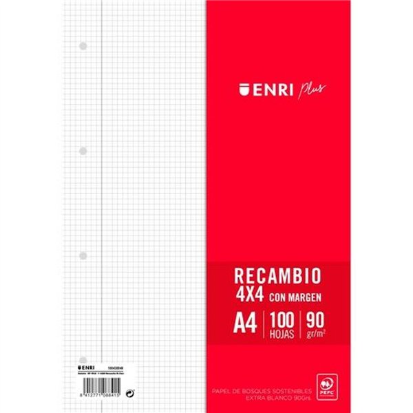 Replacement sheets ENRI White A4 100 Sheets (24 Units)