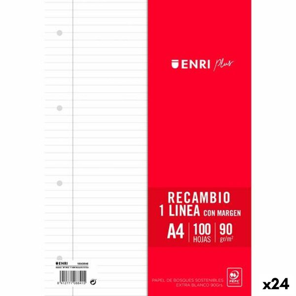 Replacement sheets ENRI White A4 100 Sheets (24 Units)