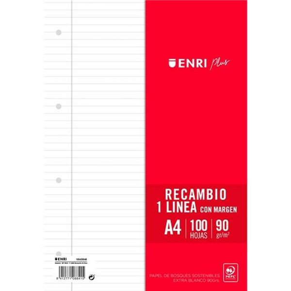 Replacement sheets ENRI White A4 100 Sheets (24 Units)