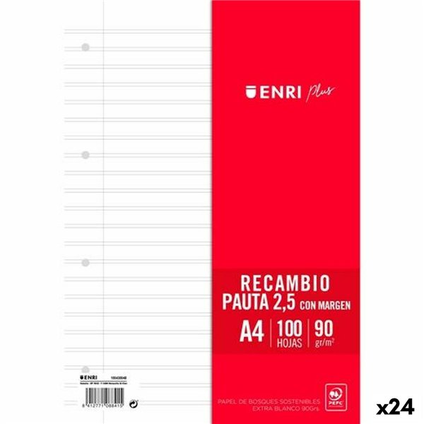 Replacement sheets ENRI White A4 100 Sheets (24 Units)