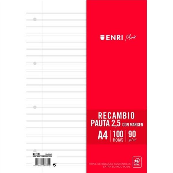Replacement sheets ENRI White A4 100 Sheets (24 Units)