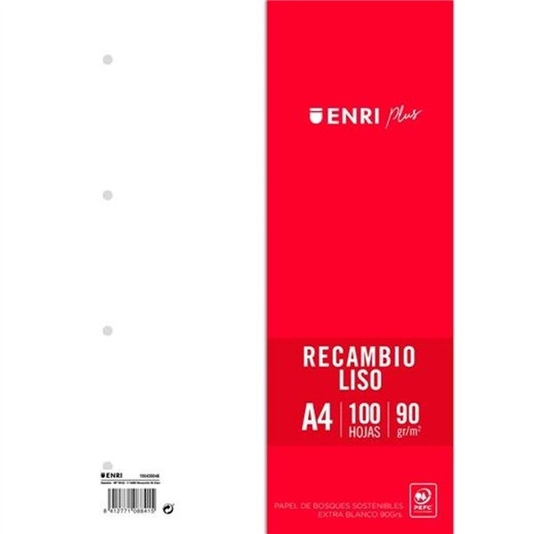 Replacement sheets ENRI White A4 100 Sheets (24 Units)