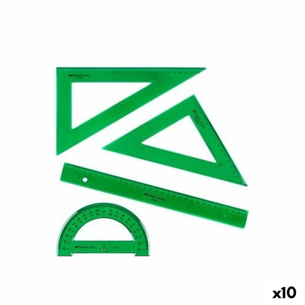 Geometry set Faber-Castell Green 4 Pieces (10 Units)