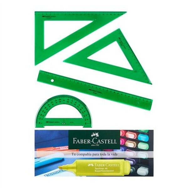 Geometry set Faber-Castell Green 4 Pieces (10 Units)