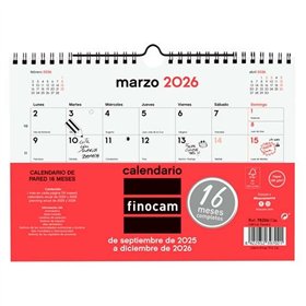 Wall calendar Finocam Paper 2025-2026 21 x 15 cm
