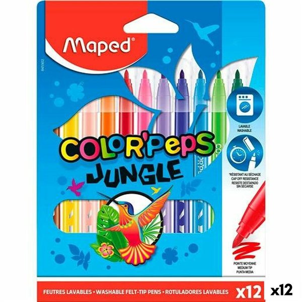 Set of Felt Tip Pens Maped COLOR´PEPS JUNGLE Multicolour 12 Pieces (12 Units)
