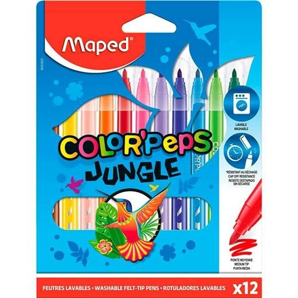 Set of Felt Tip Pens Maped COLOR´PEPS JUNGLE Multicolour 12 Pieces (12 Units)