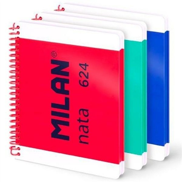 Set of exercise books Milan Multicolour A5 80 Sheets 3 Pieces (6 Units)