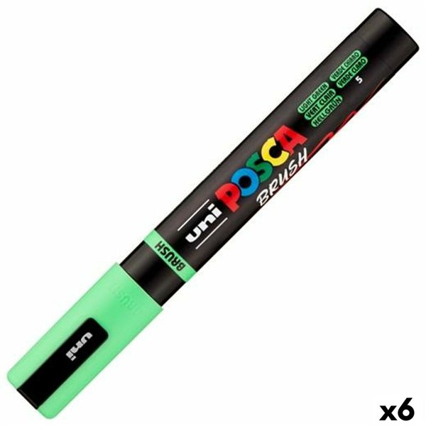 Marker BRUSH POSCA PC-5BR Light Green (6 Units)