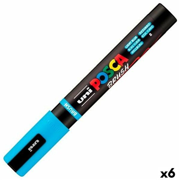 Marker BRUSH POSCA PC-5BR Light Blue (6 Units)