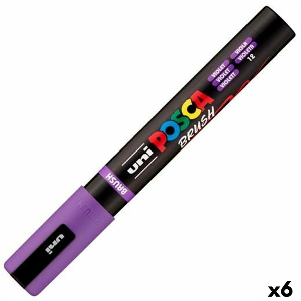 Marker BRUSH POSCA PC-5BR Violet (6 Units)