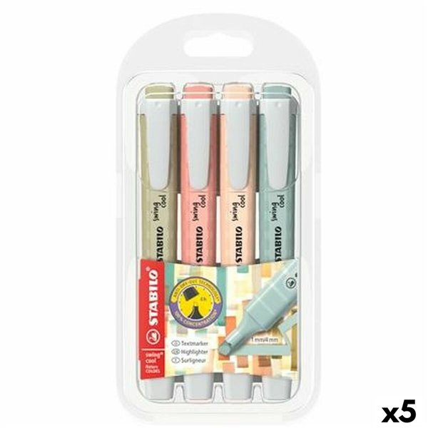 Fluorescent Marker Set Stabilo SWING COOL NATURECOLORS Multicolour 4 Pieces (5 Units)