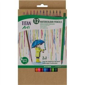 Watercolour Pencils Titan Arts Multicolour 12 Pieces