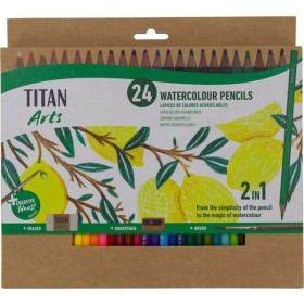 Watercolour Pencils Titan Arts Multicolour 24 Pieces