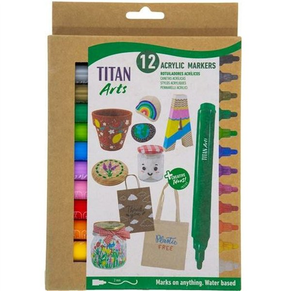 Set of Felt Tip Pens Titan Arts Multicolour 12 Pieces