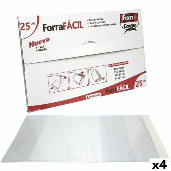 Adhesive Book Cover Fixo Transparent 30 x 53 cm (4 Units)