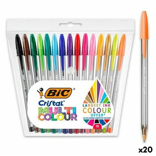 Set of Biros Bic Multicolour 15 Pieces (20 Units)