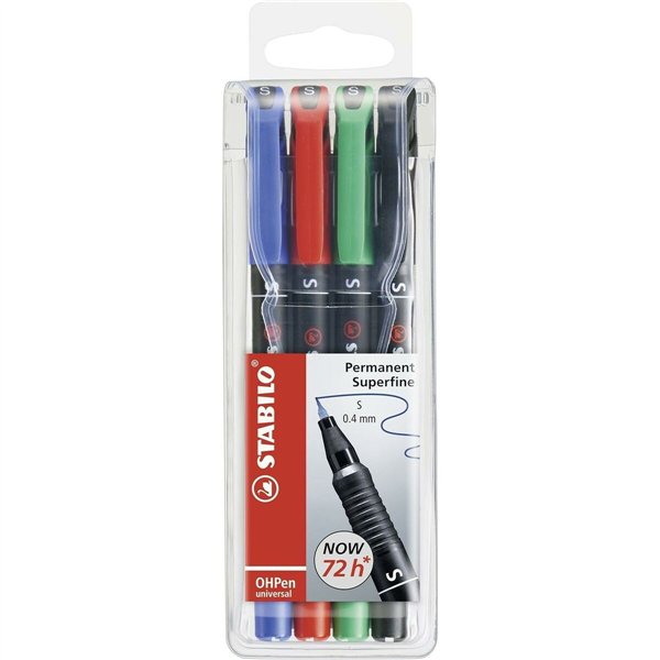 Set of Felt Tip Pens Stabilo OHPEN UNIVERSAL Multicolour 0,4 mm 4 Pieces (5 Units)