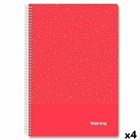 Notebook Imprex Red Din A4 80 Sheets (4 Units)