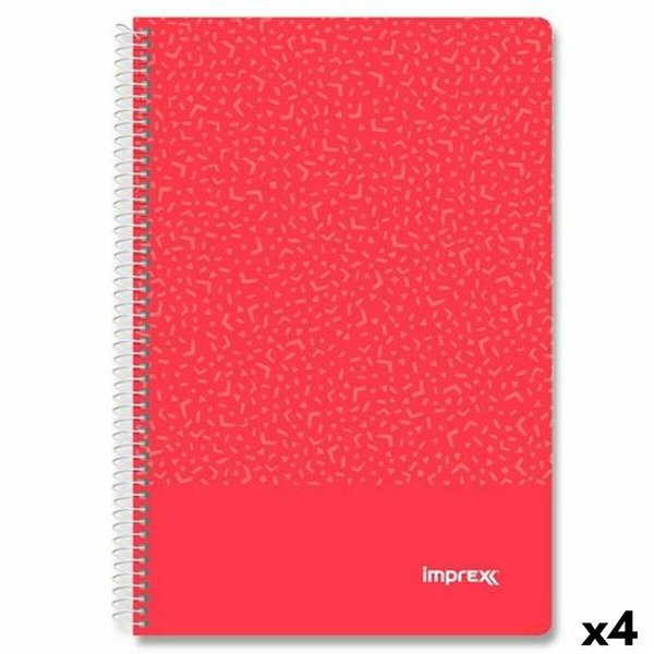 Notebook Imprex Red Din A4 80 Sheets (4 Units)