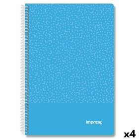 Notebook Imprex Blue Din A4 80 Sheets (4 Units)