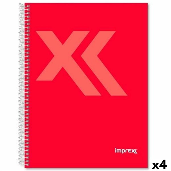 Notebook Imprex Red Din A4 80 Sheets (4 Units)