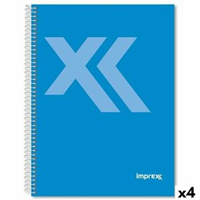 Notebook Imprex Blue Din A4 80 Sheets (4 Units)