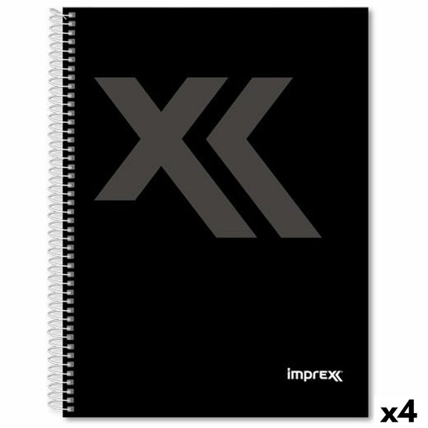 Notebook Imprex Black Din A4 80 Sheets (4 Units)
