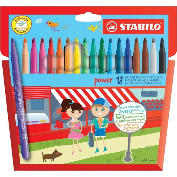 Set of Felt Tip Pens Stabilo POWER Multicolour 18 Pieces (6 Units)