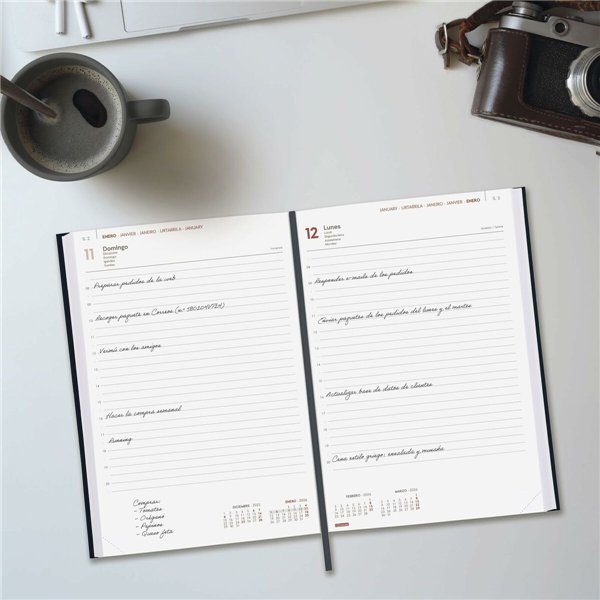 Diary Finocam Black 16,5 x 24 cm