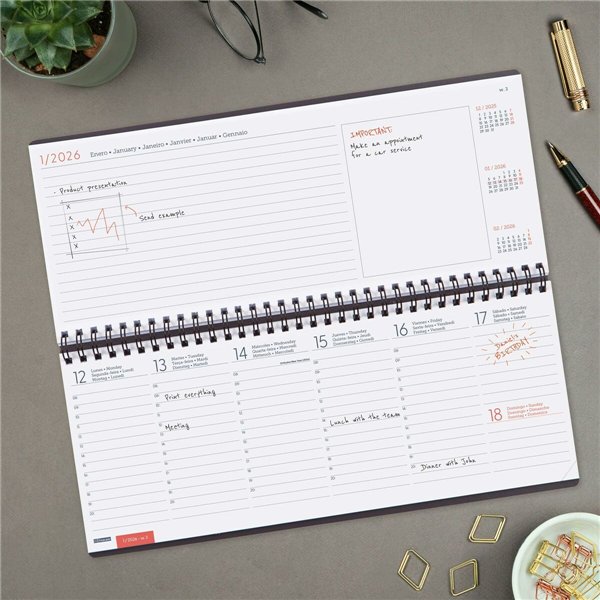 Weekly Planner Finocam Grey Paper 29 x 11,6 cm