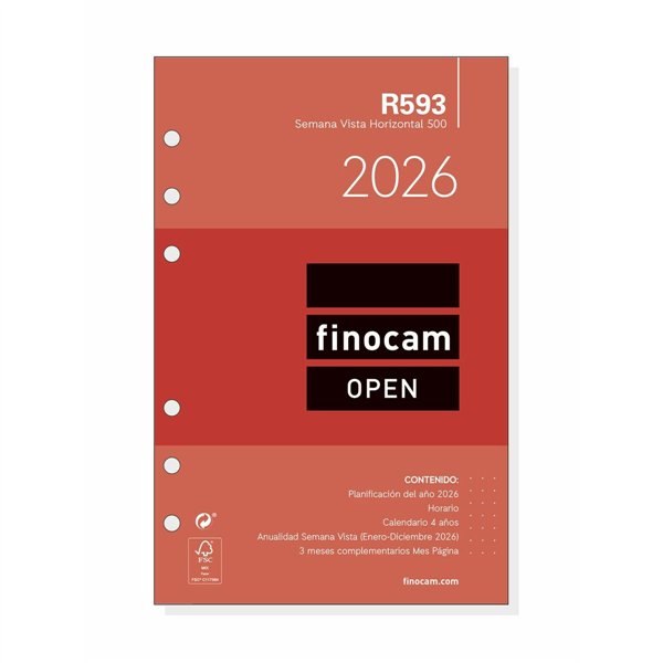 Diary Refill Finocam OPEN R599 2026 11,7 x 18,1 cm