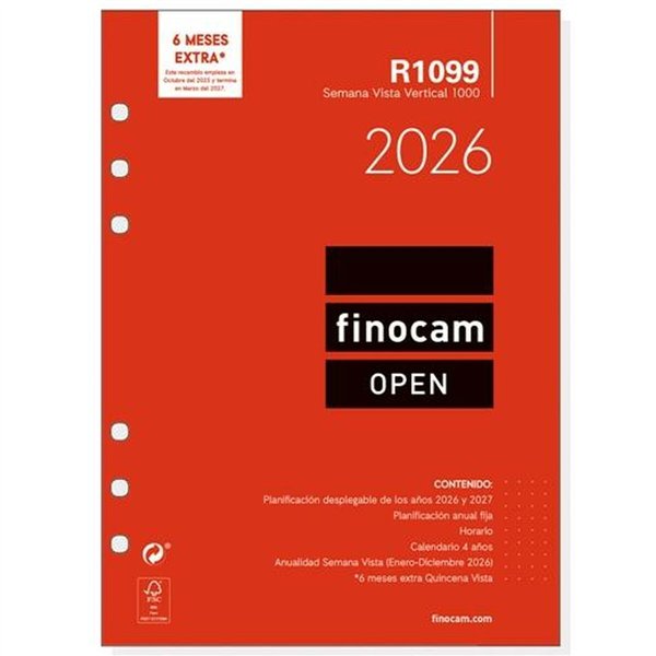 Diary Refill Finocam OPEN R1099 2026 15,5 x 21,5 cm